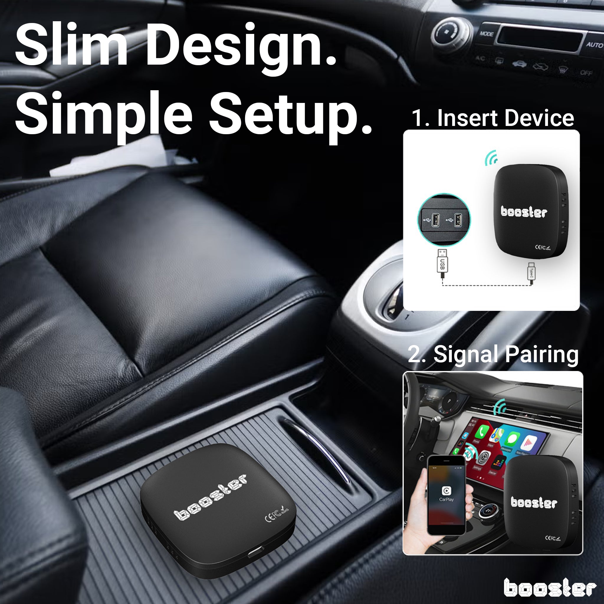 Booster 3-in-1 Video AI Box for Streaming Netflix/YouTube/TikTok, Wireless Carplay Adapter Box with USB Drive for OEM Wired Apple Car Play