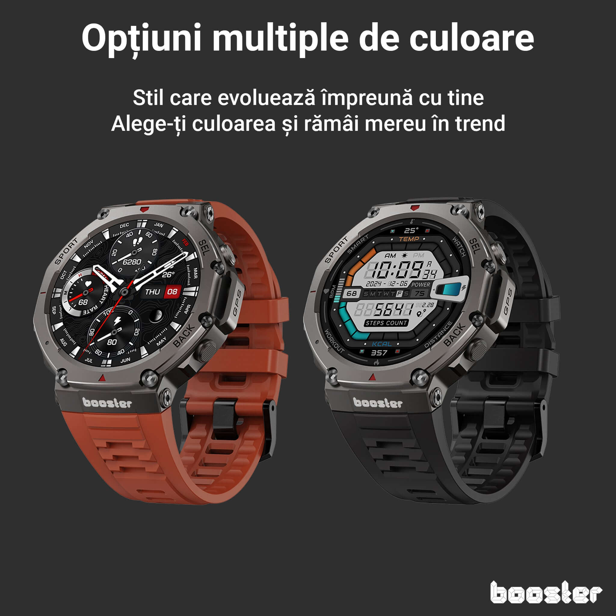 Booster Military – Ceas Smartwatch Rezistent, GPS, Monitorizare Ritm Cardiac, Fitness și Sport Outdoor