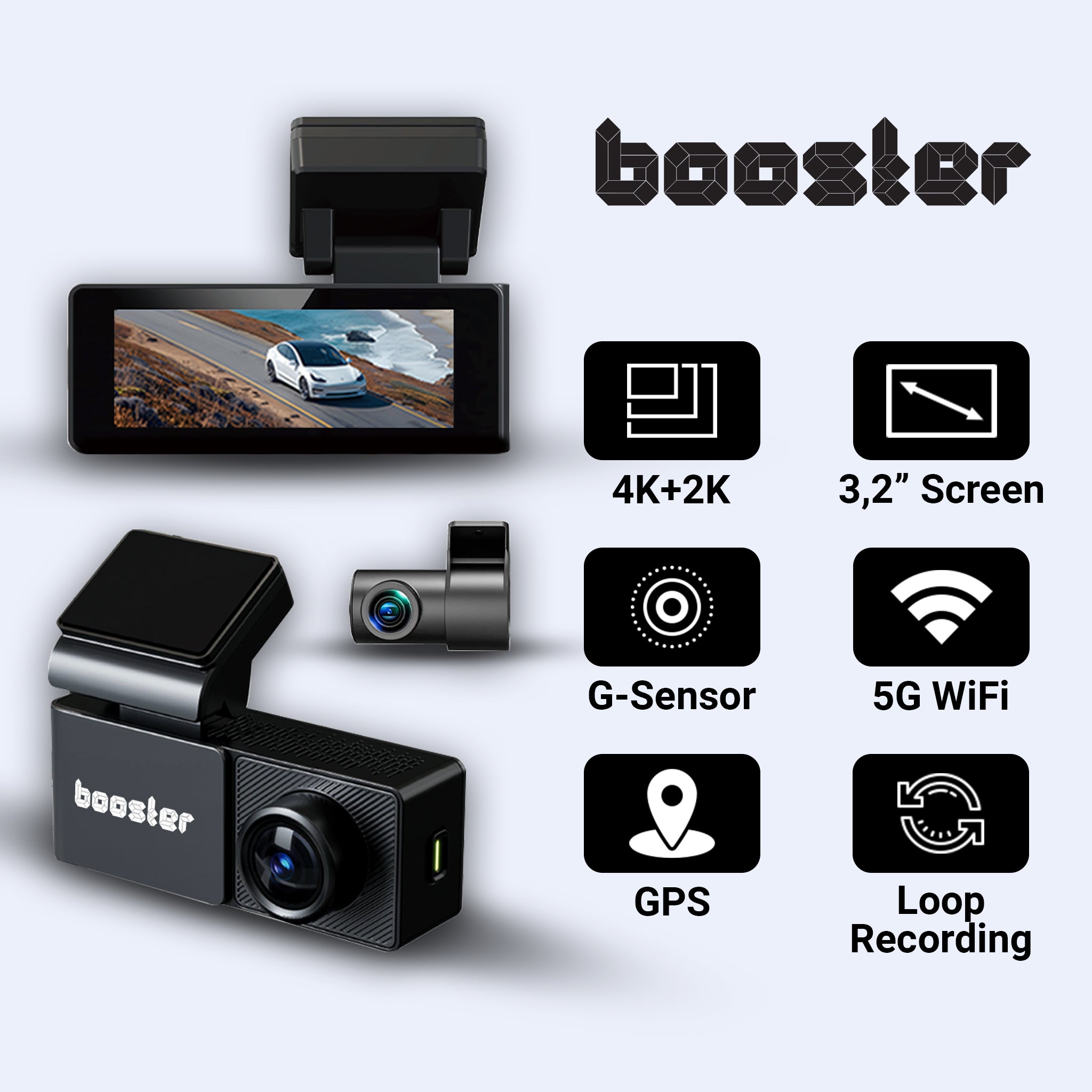 Booster SafeDrive Ultra – DashCam 4K cu GPS și WiFi