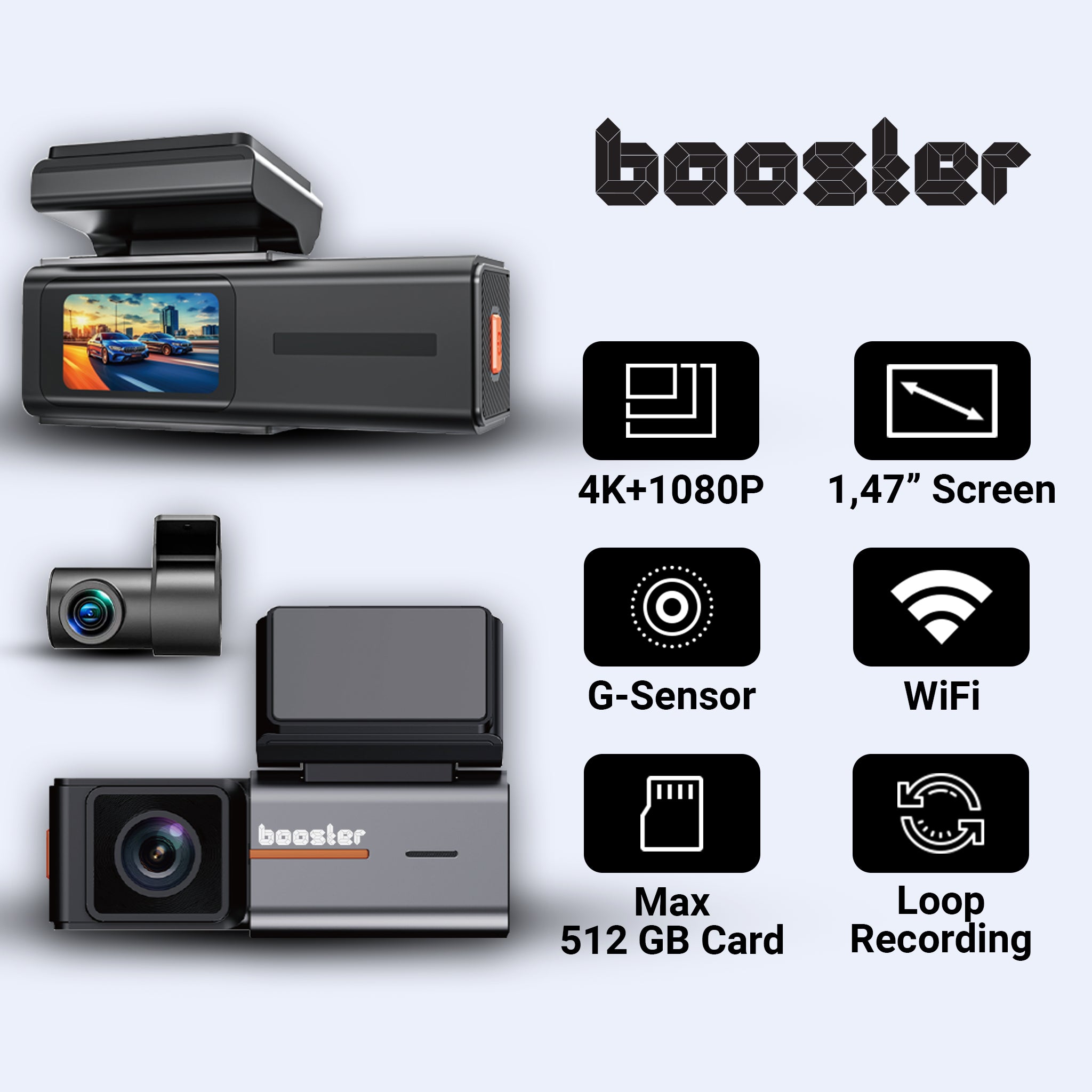 Booster SafeDrive Pro - DashCam 4K GPS si WIFI