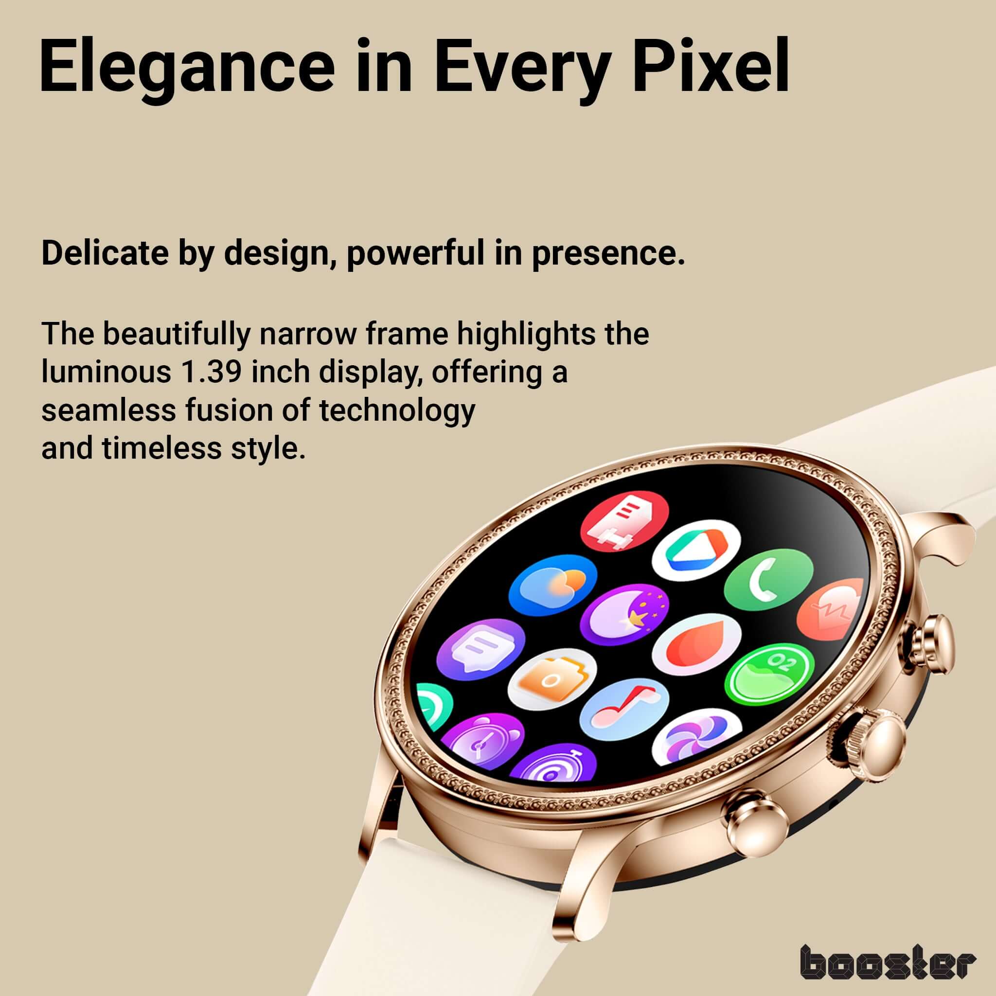 Booster Elegance Watch for Women – Smart Watch with Bluetooth Calls, Health Monitoring and Elegant Design