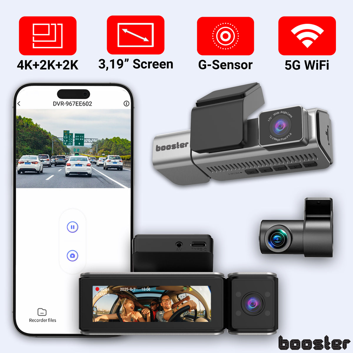 Booster SafeDrive Fisheye – Camera auto 4K cu GPS și WiFi