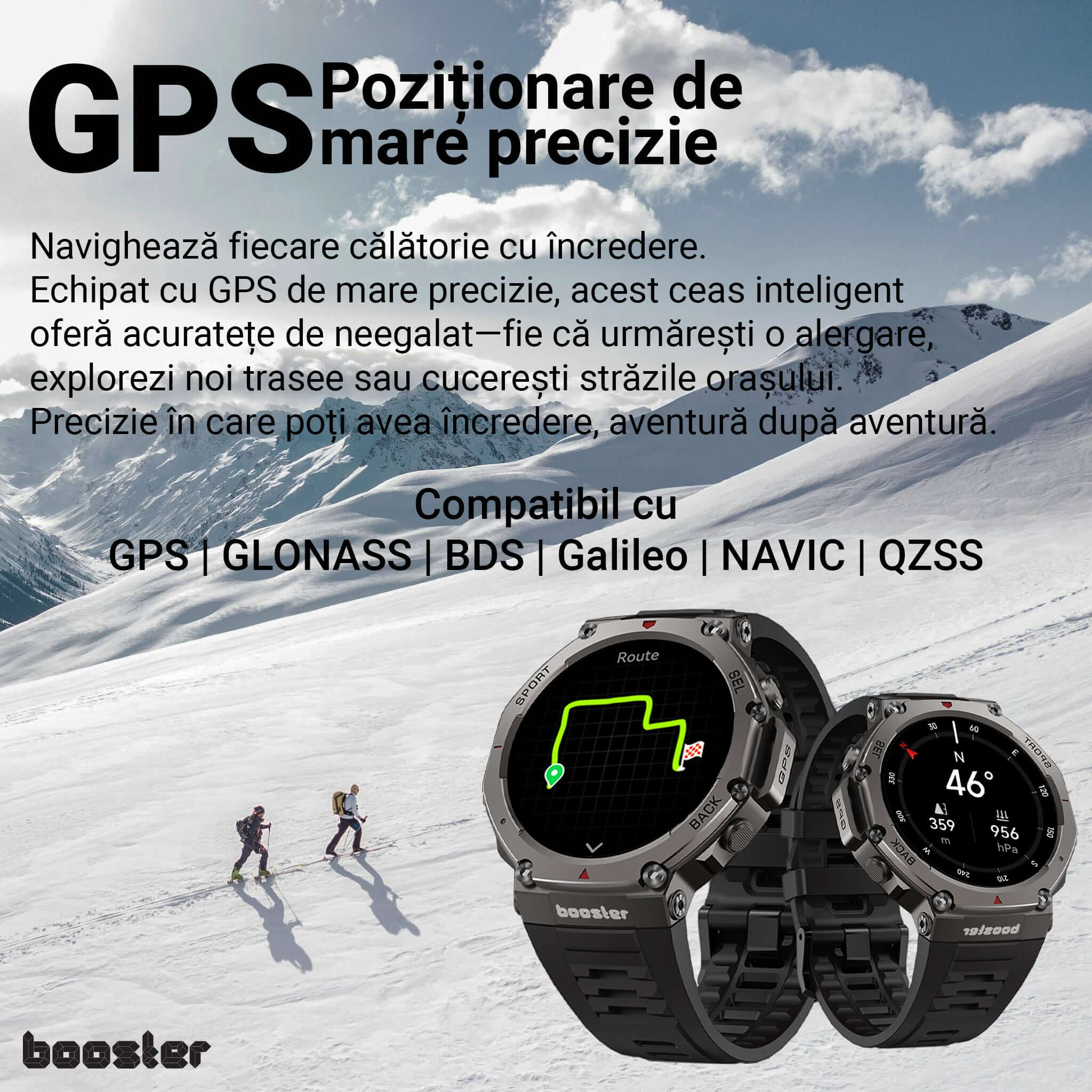 Booster Military – Ceas Smartwatch Rezistent, GPS, Monitorizare Ritm Cardiac, Fitness și Sport Outdoor