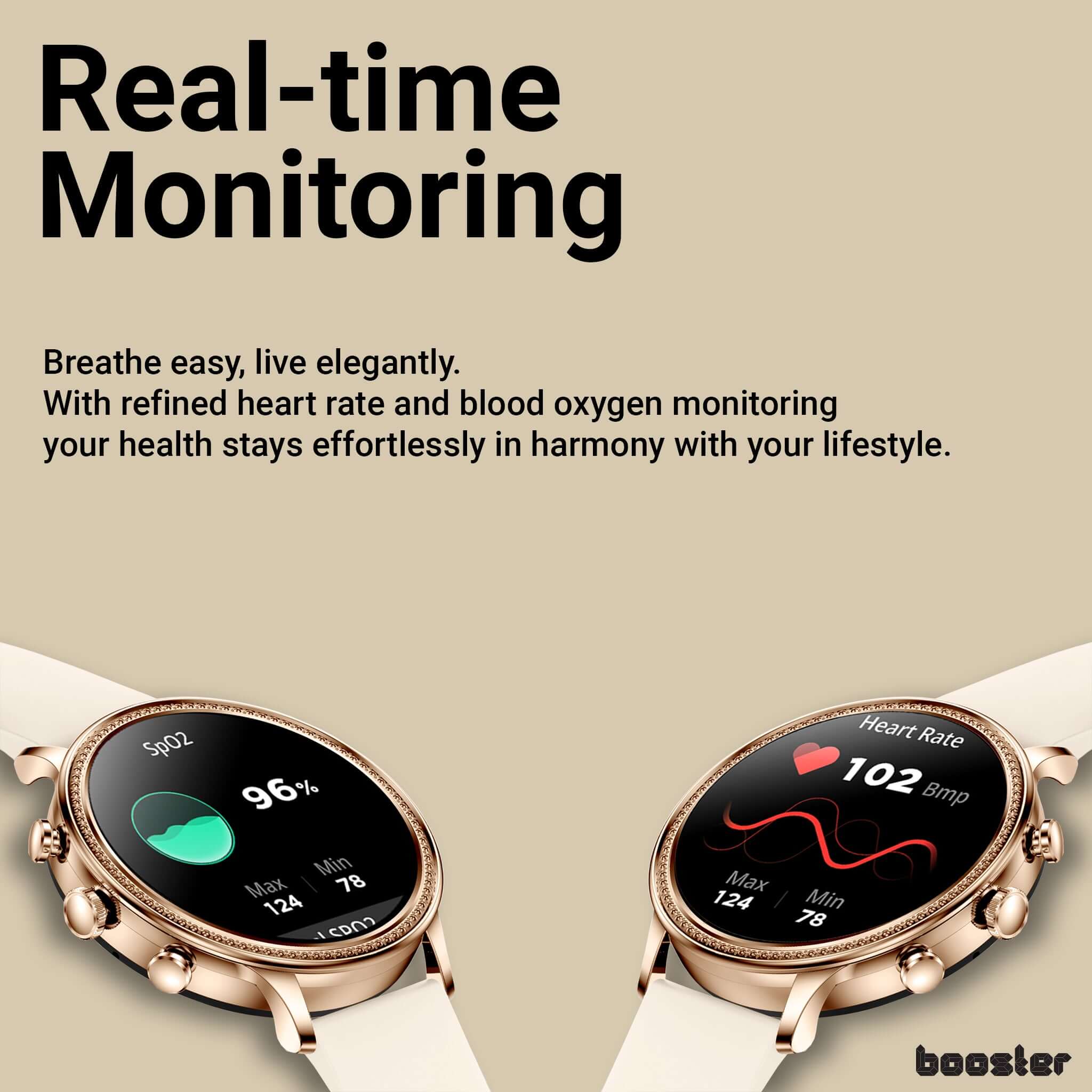Booster Elegance Watch for Women – Smart Watch with Bluetooth Calls, Health Monitoring and Elegant Design