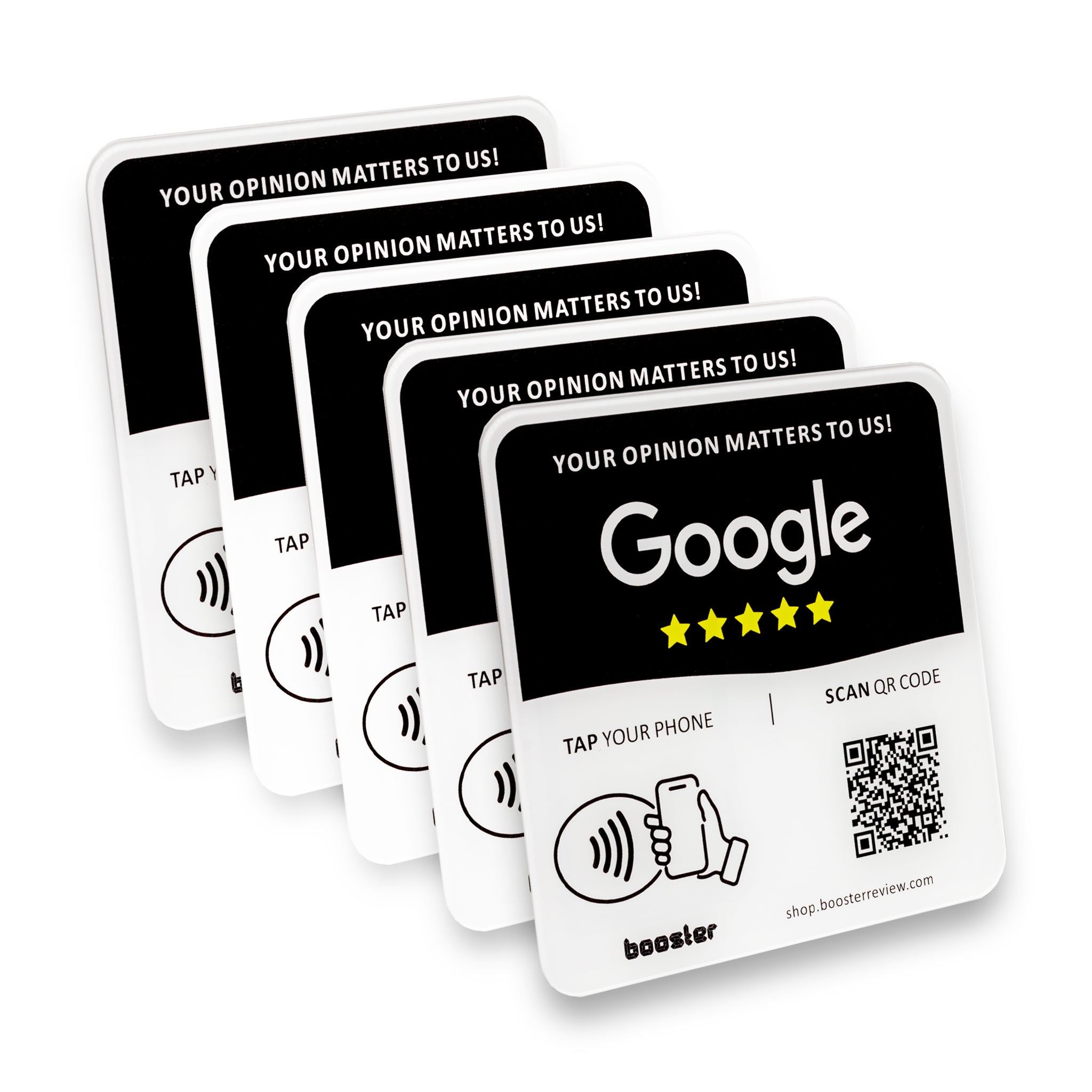 Tap Google Review Plate - Tap pentru recenzii instantanee - Toate telefoanele compatibile - Reutilizabil Smart Tap NFC & QR - 12 x 12 cm - Montați oriunde 3M adeziv