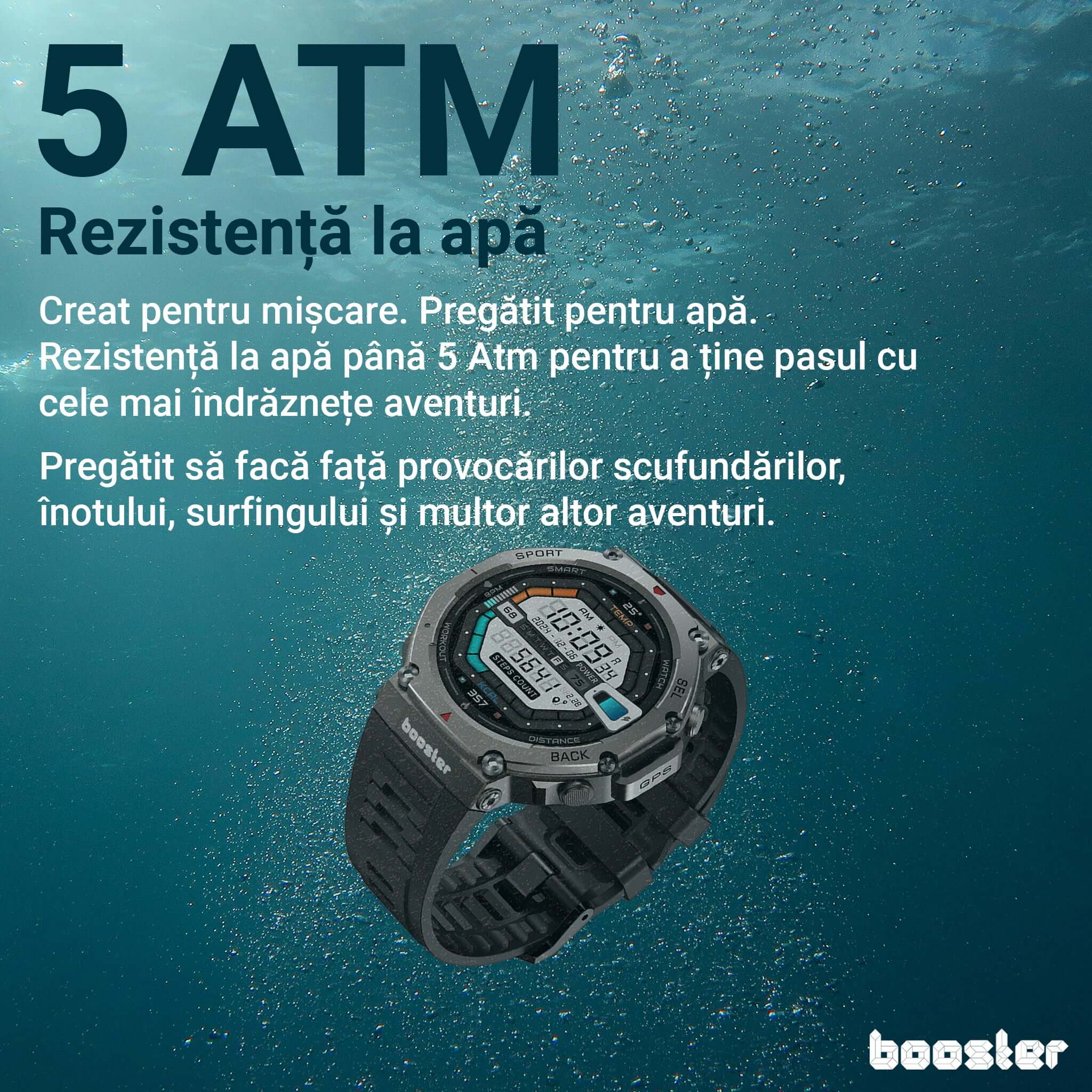Booster Military – Ceas Smartwatch Rezistent, GPS, Monitorizare Ritm Cardiac, Fitness și Sport Outdoor