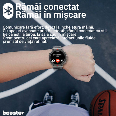 Booster Military M2 – Ceas Smartwatch Rezistent, GPS, Monitorizare Ritm Cardiac, Fitness și Sport Outdoor