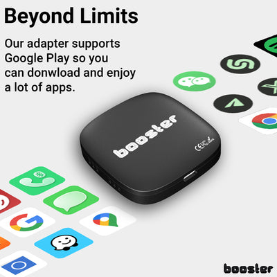 Booster 3-in-1 Video AI Box for Streaming Netflix/YouTube/TikTok, Wireless Carplay Adapter Box with USB Drive for OEM Wired Apple Car Play