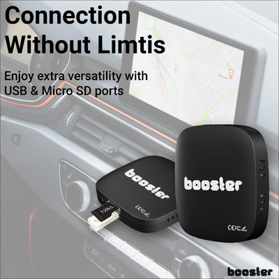 Booster 3-in-1 Video AI Box for Streaming Netflix/YouTube/TikTok, Wireless Carplay Adapter Box with USB Drive for OEM Wired Apple Car Play