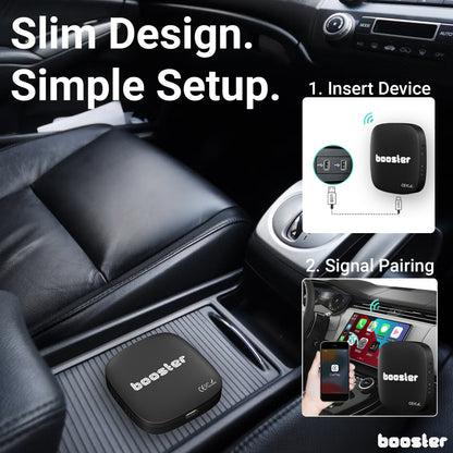 Booster 3-in-1 Video AI Box for Streaming Netflix/YouTube/TikTok, Wireless Carplay Adapter Box with USB Drive for OEM Wired Apple Car Play
