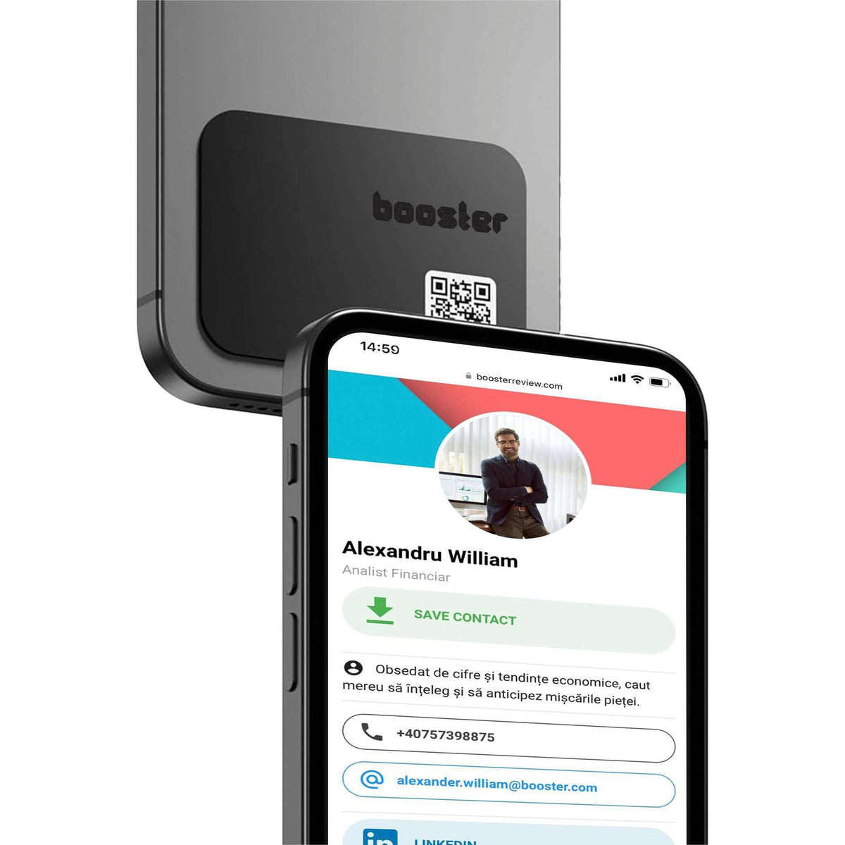 Booster Thin - Digital Business Card - Tap to Share NFC - iPhone & And