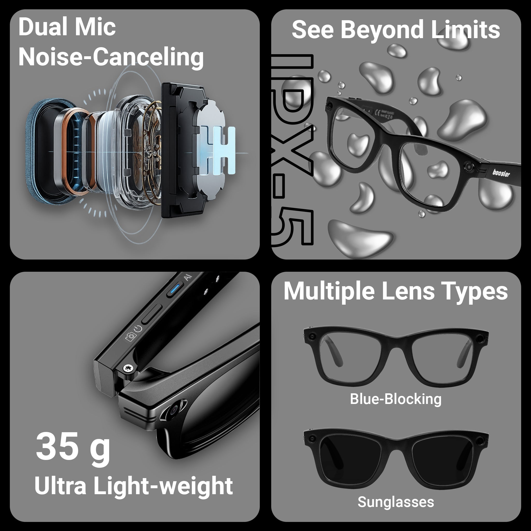 Booster Vision Pro™ – AI Smart Glasses