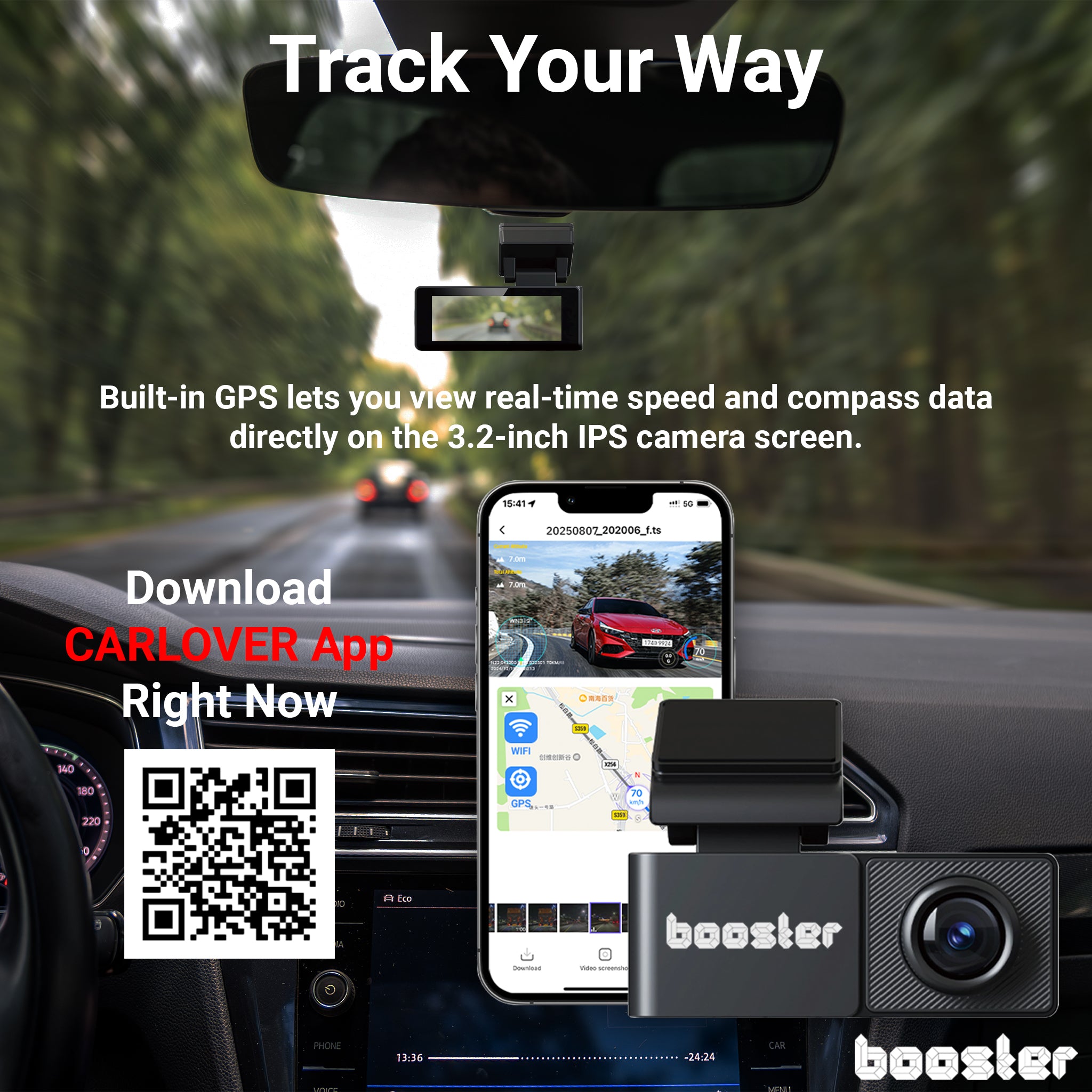 Booster SafeDrive Ultra – DashCam 4K cu GPS și WiFi