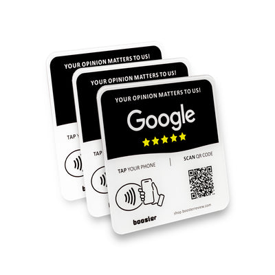 Tap Google Review Plate - Tap for Instant Reviews - All Phones Compatible - Reusable Smart Tap NFC &amp; QR - 12 x 12 cm - Mount Anywhere 3M Adhesive 