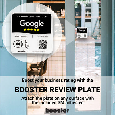 Tap Google Review Plate - Tap for Instant Reviews - All Phones Compatible - Reusable Smart Tap NFC &amp; QR - 12 x 12 cm - Mount Anywhere 3M Adhesive 