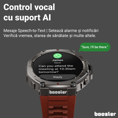 Booster Military M2 – Ceas Smartwatch Rezistent, GPS, Monitorizare Ritm Cardiac, Fitness și Sport Outdoor