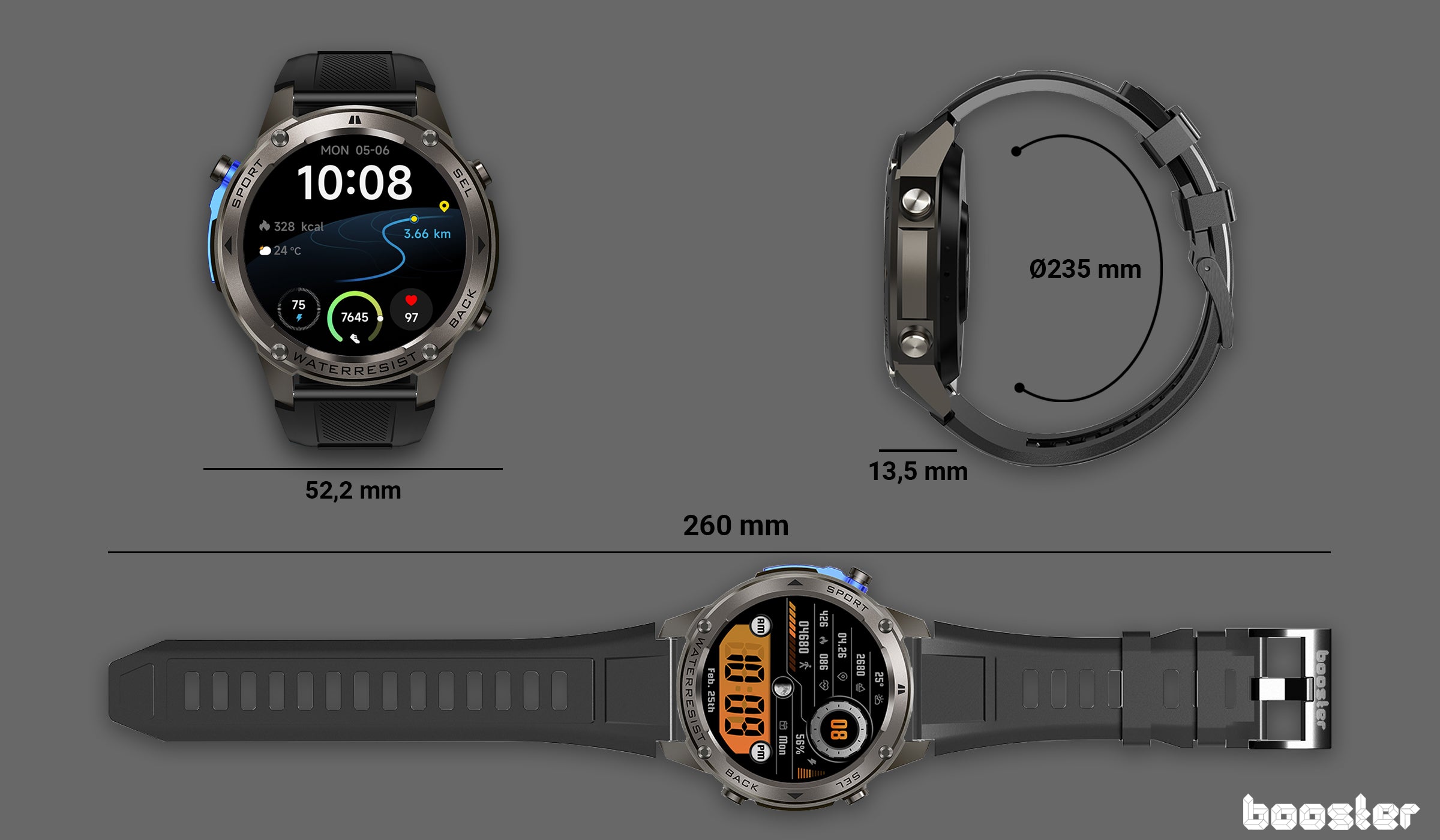 Booster Military M1 – Ceas Smart Rezistent pentru Aventură, Sport